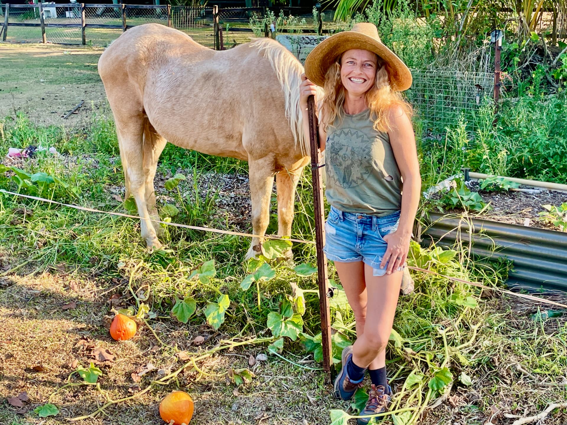 Elle Meager in her Queensland vegetable garden
